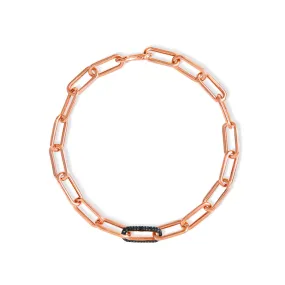 14KT Rose Gold Black Diamond Chain Link Bianco Bracelet