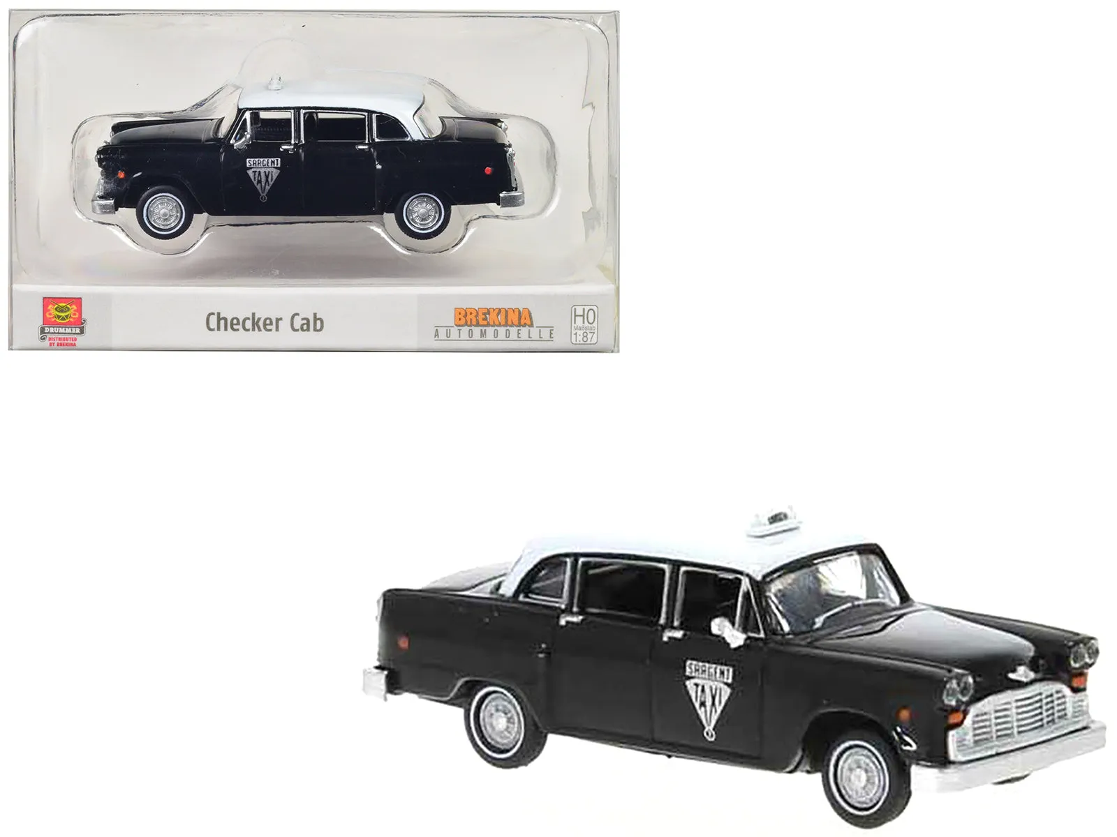 1974 Checker Cab Black and White Winnipeg 1/87 (HO) Scale Model Car by Brekina