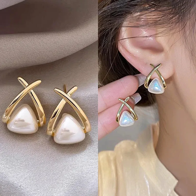 2024 New Fashion Korean Hanging Bowknot Pearl Earrings For Women Elegant Crystal Flower Long Tassel Drop Earring Ladies Jewelry