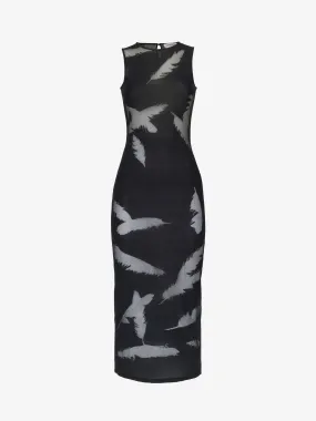 798376Q1BAV  Feather Intarsia pencil dress