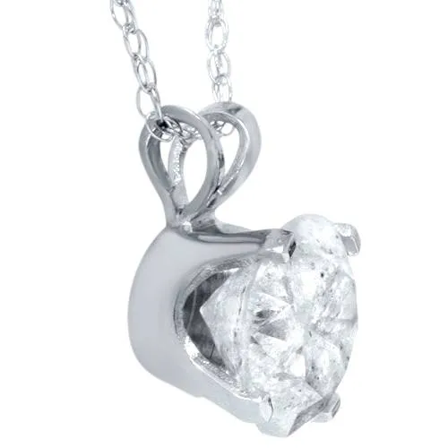 .90 Carat Solitaire Pendant Natural Diamond 14K White Gold Womens Necklace