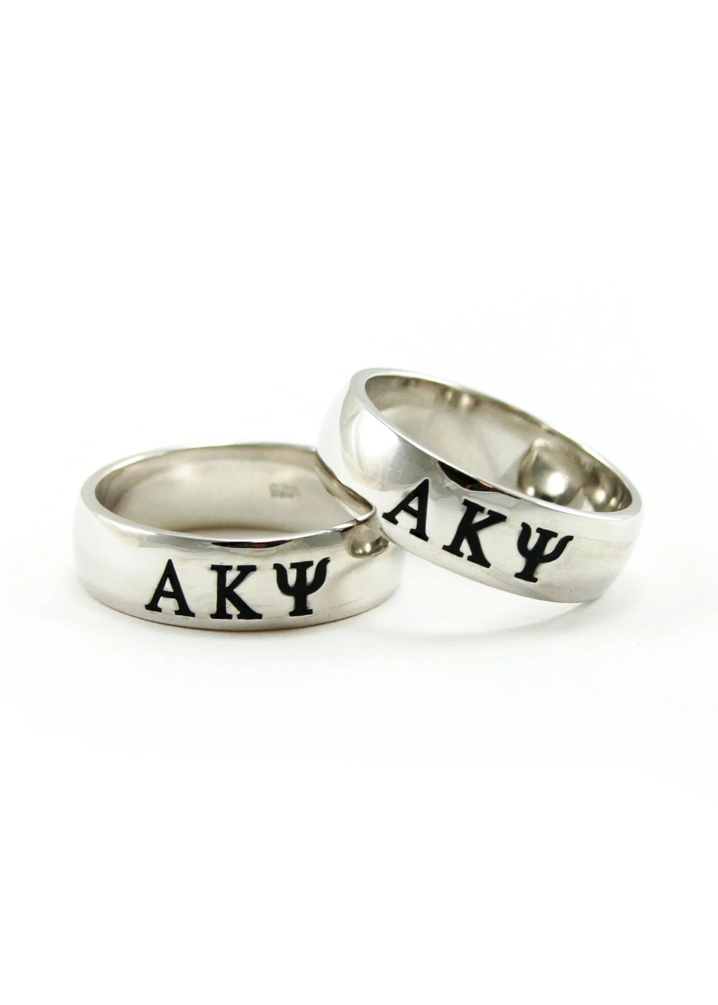 Alpha Kappa Psi (Mens) Sterling Silver Ring with Black Enamel