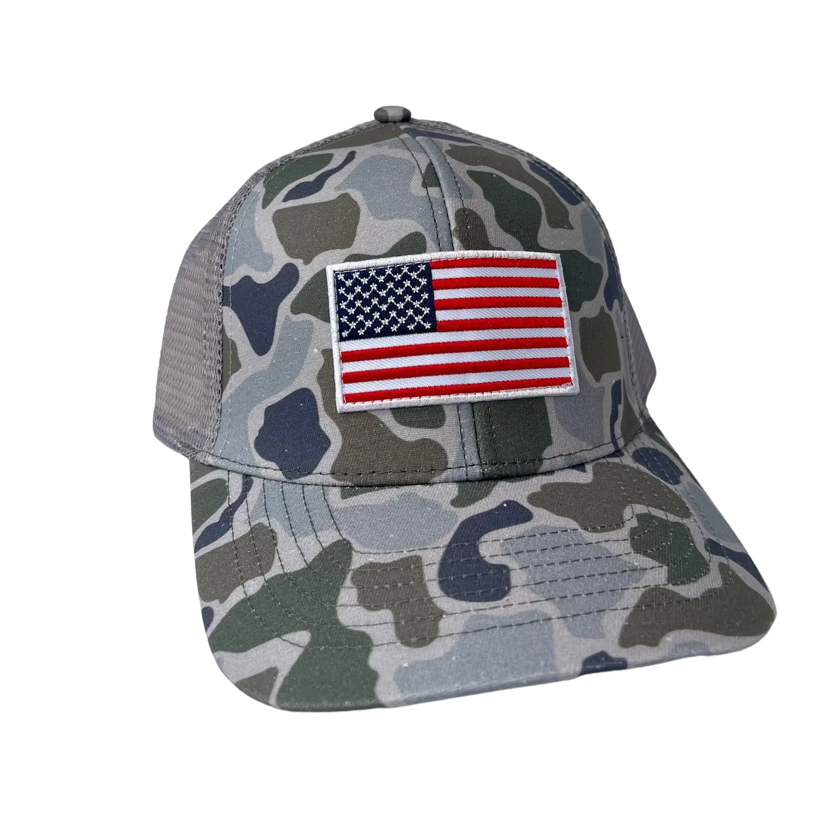 American Flag Fishing Camo Trucker Hat