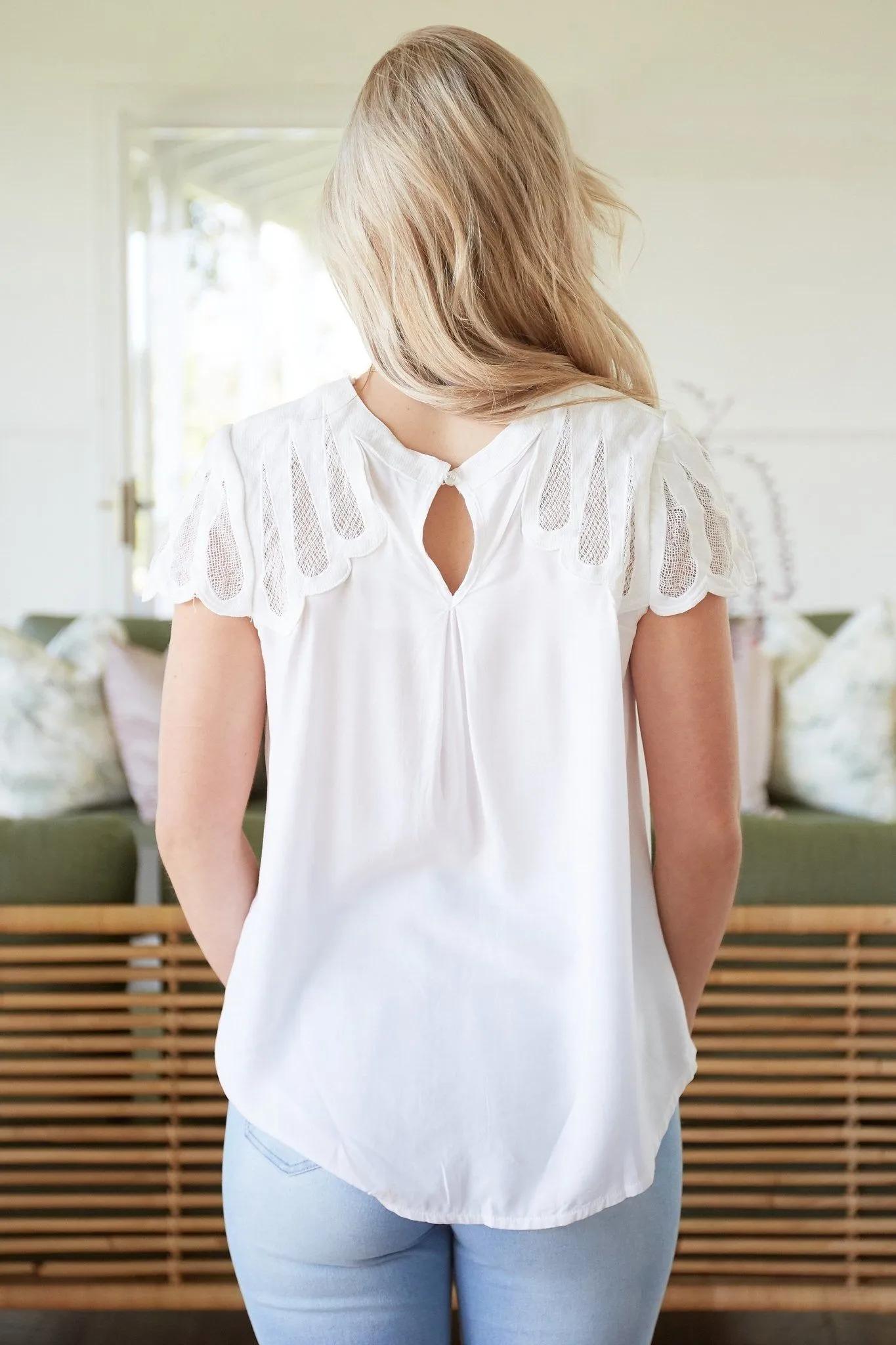 Ava Ruby Embroidered Top in White