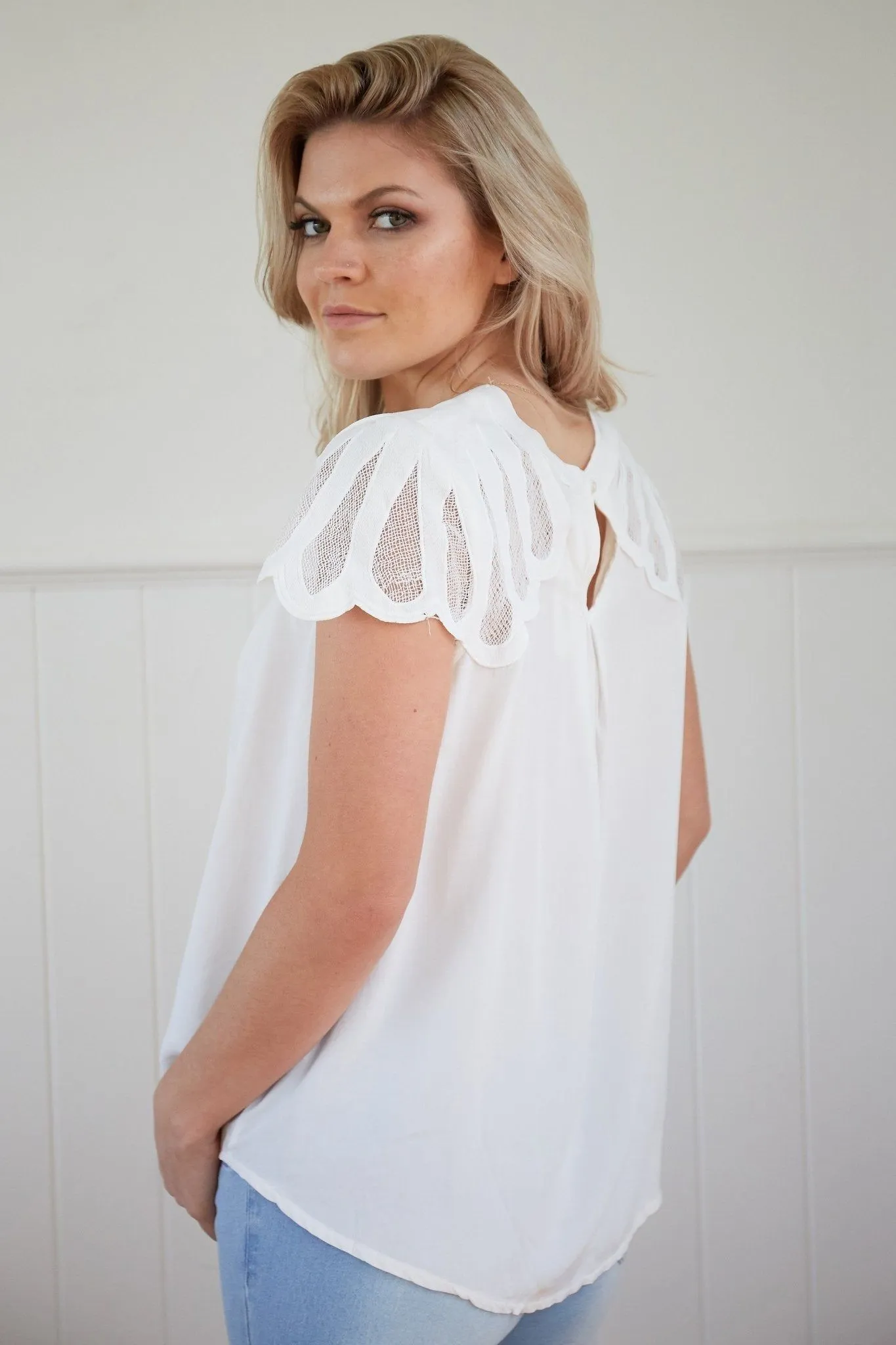 Ava Ruby Embroidered Top in White