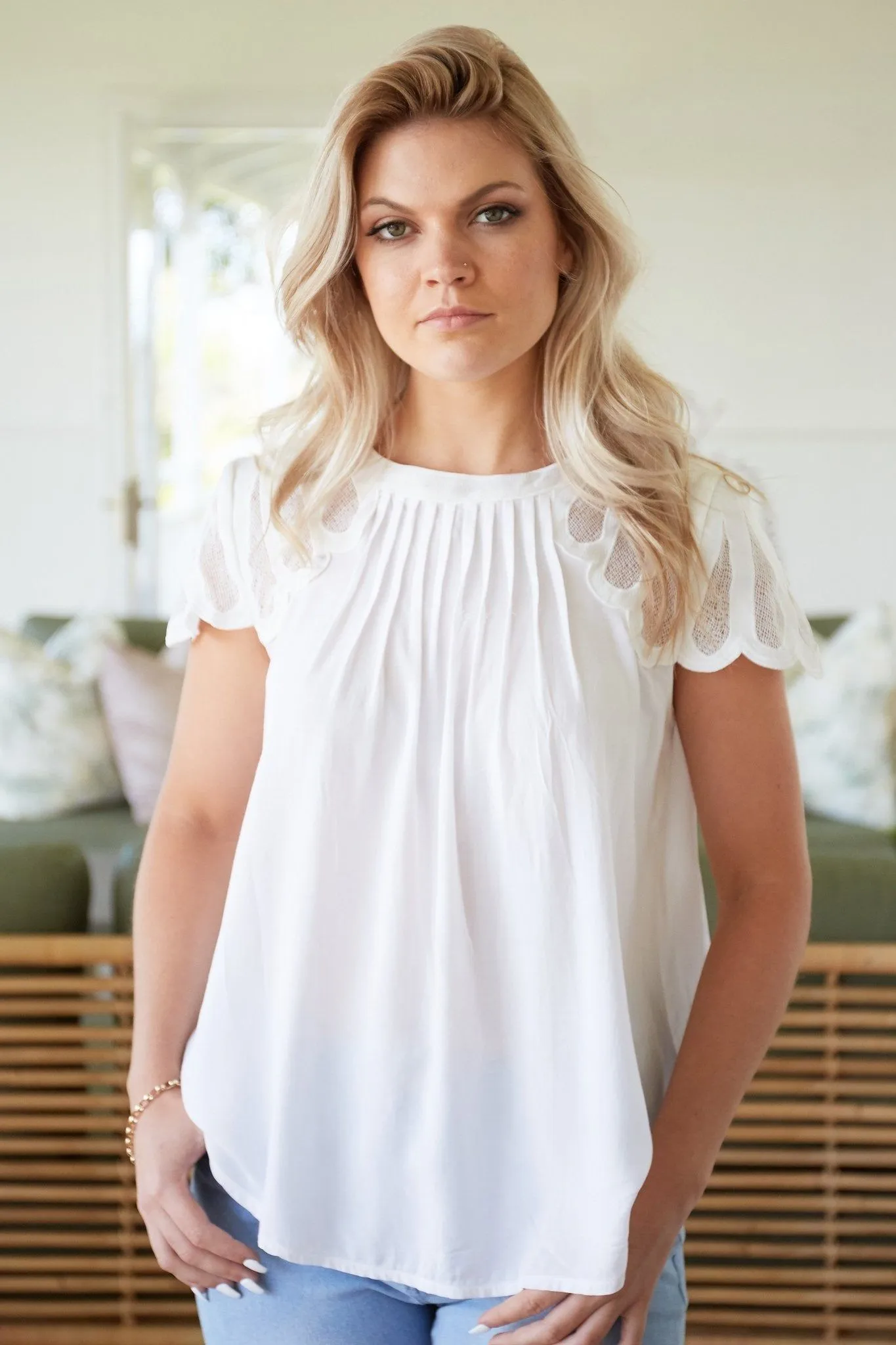 Ava Ruby Embroidered Top in White