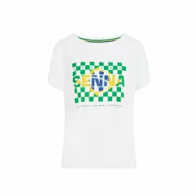 Ayrton Senna Women's Fanwear Flag T-Shirt- White