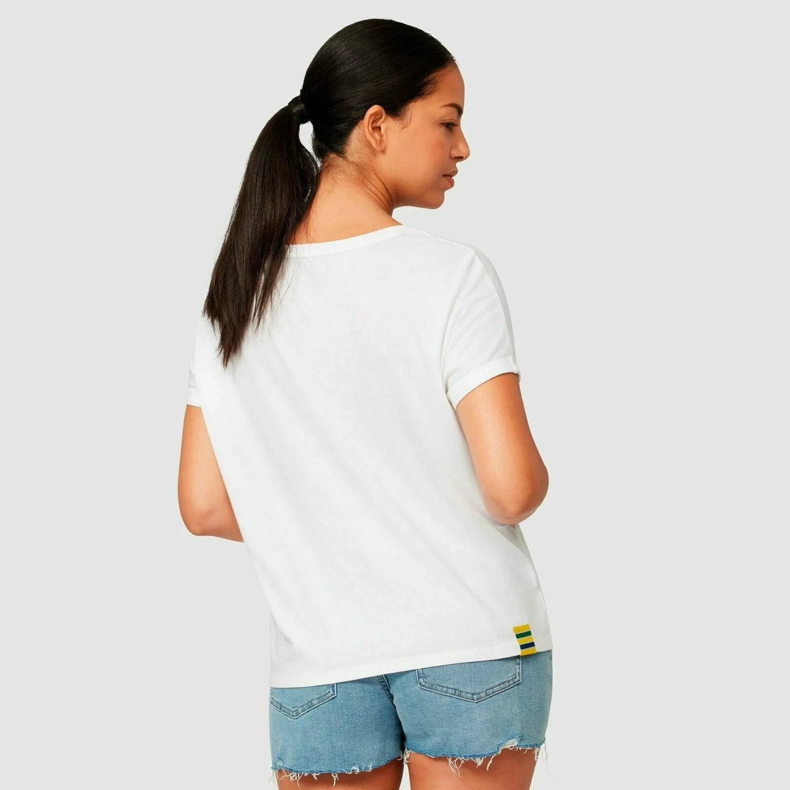 Ayrton Senna Women's Fanwear Flag T-Shirt- White