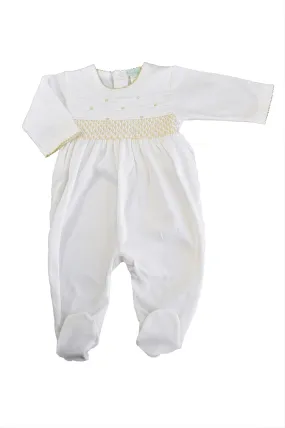 Baby Girl's Hand Smocked Ecru Footie