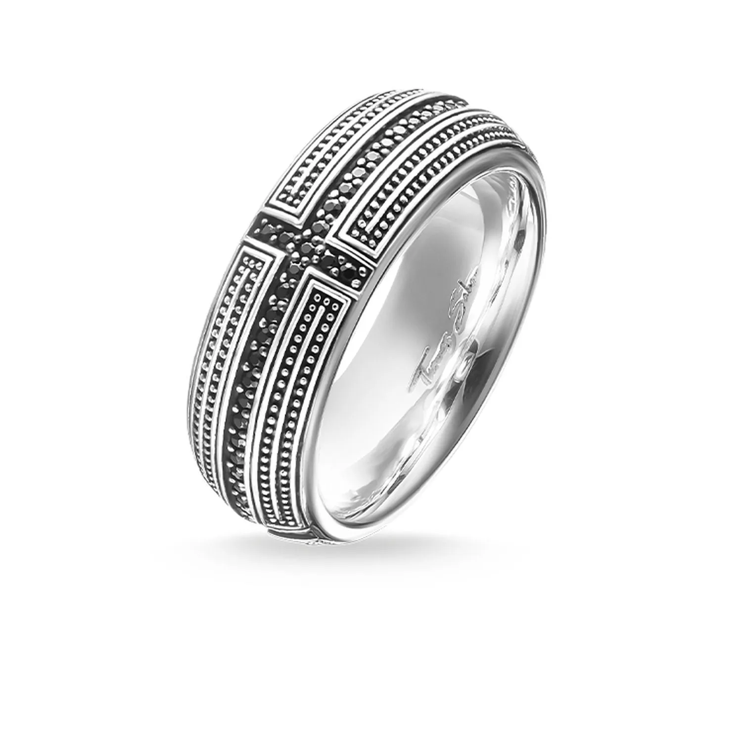 Band Ring "Cross Pavé"