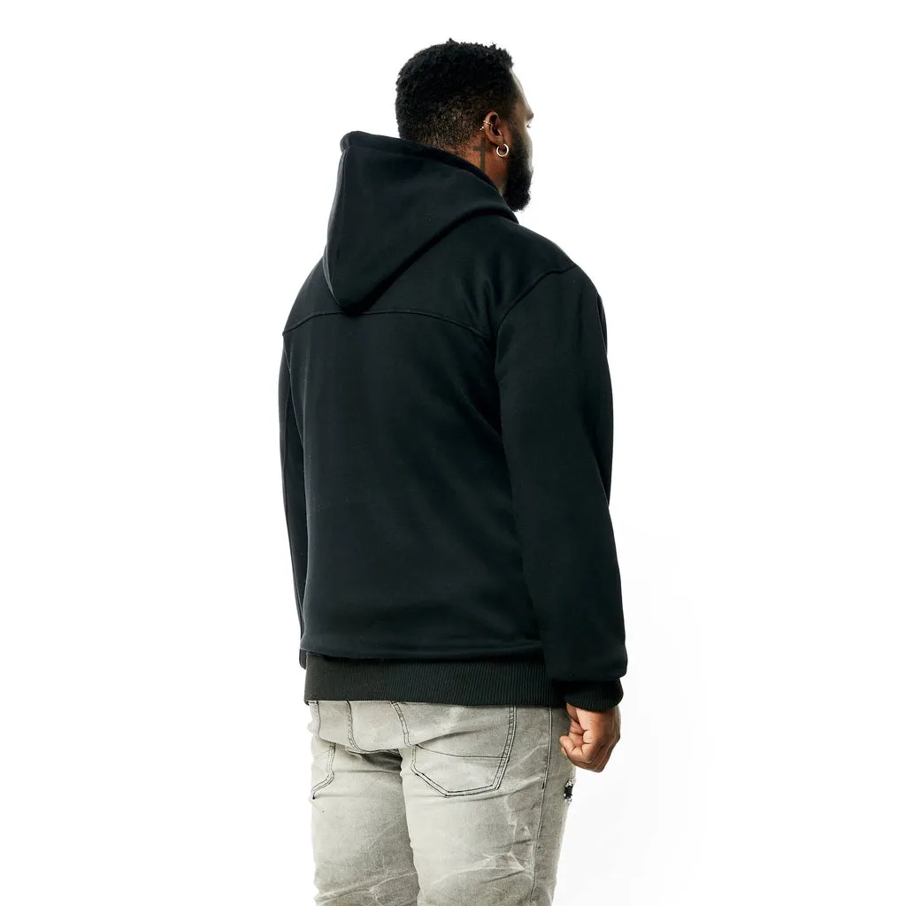 Big and Tall Mixed Media Utility Fleece Hoodie - Black