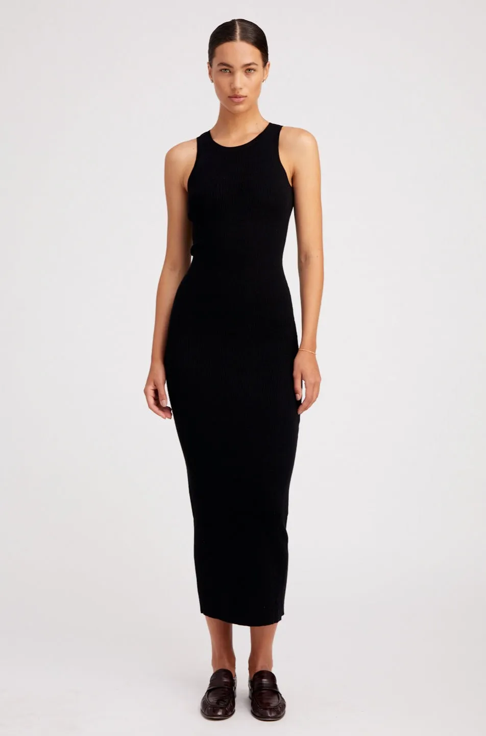 Black Cashmere Racer Tank Dress