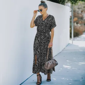 Black Leopard Print Maxi Dress