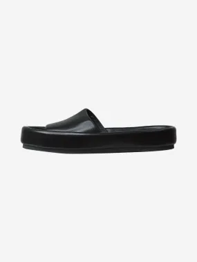 Black slip on leather sandals - size EU 39