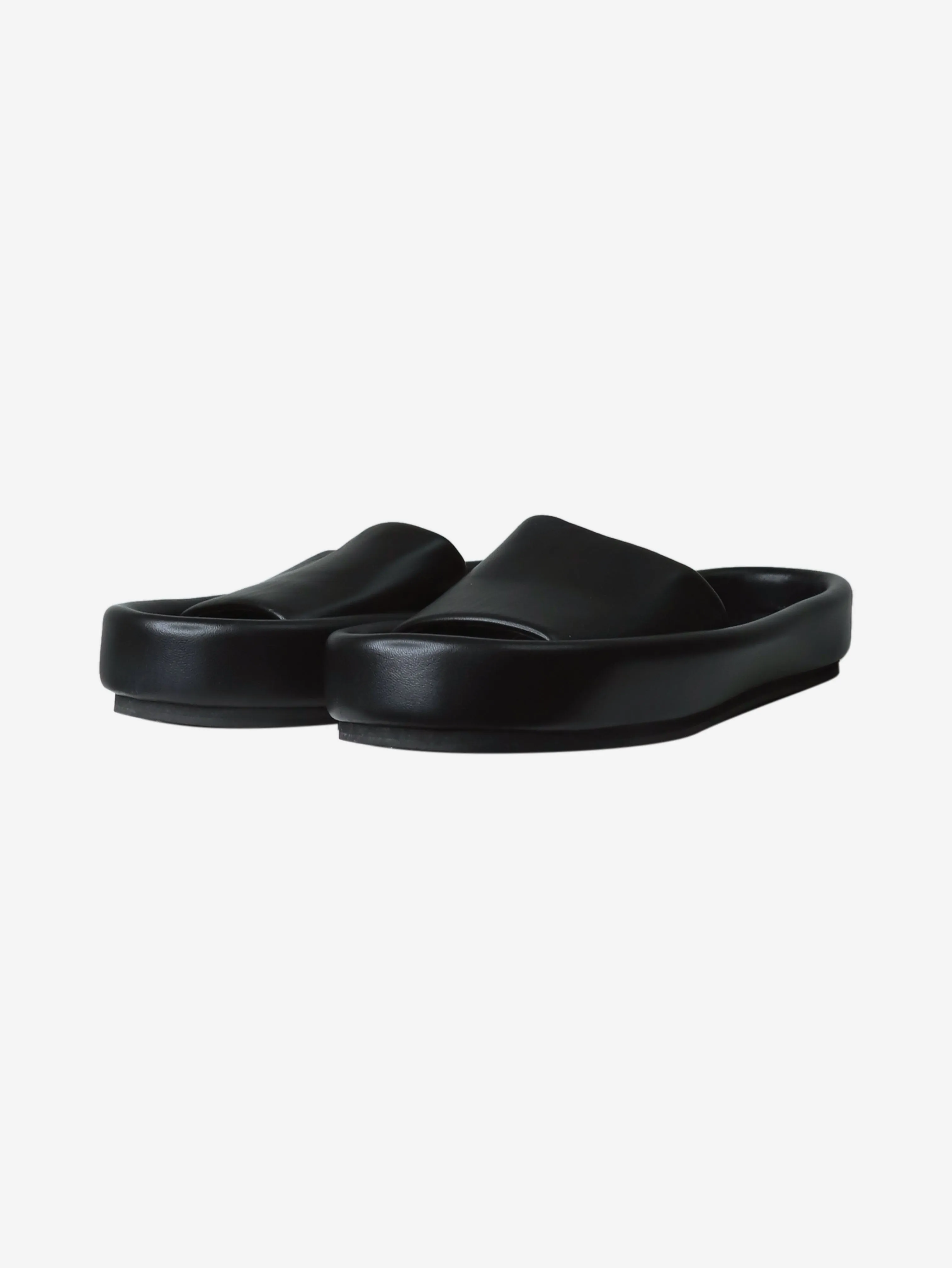 Black slip on leather sandals - size EU 39