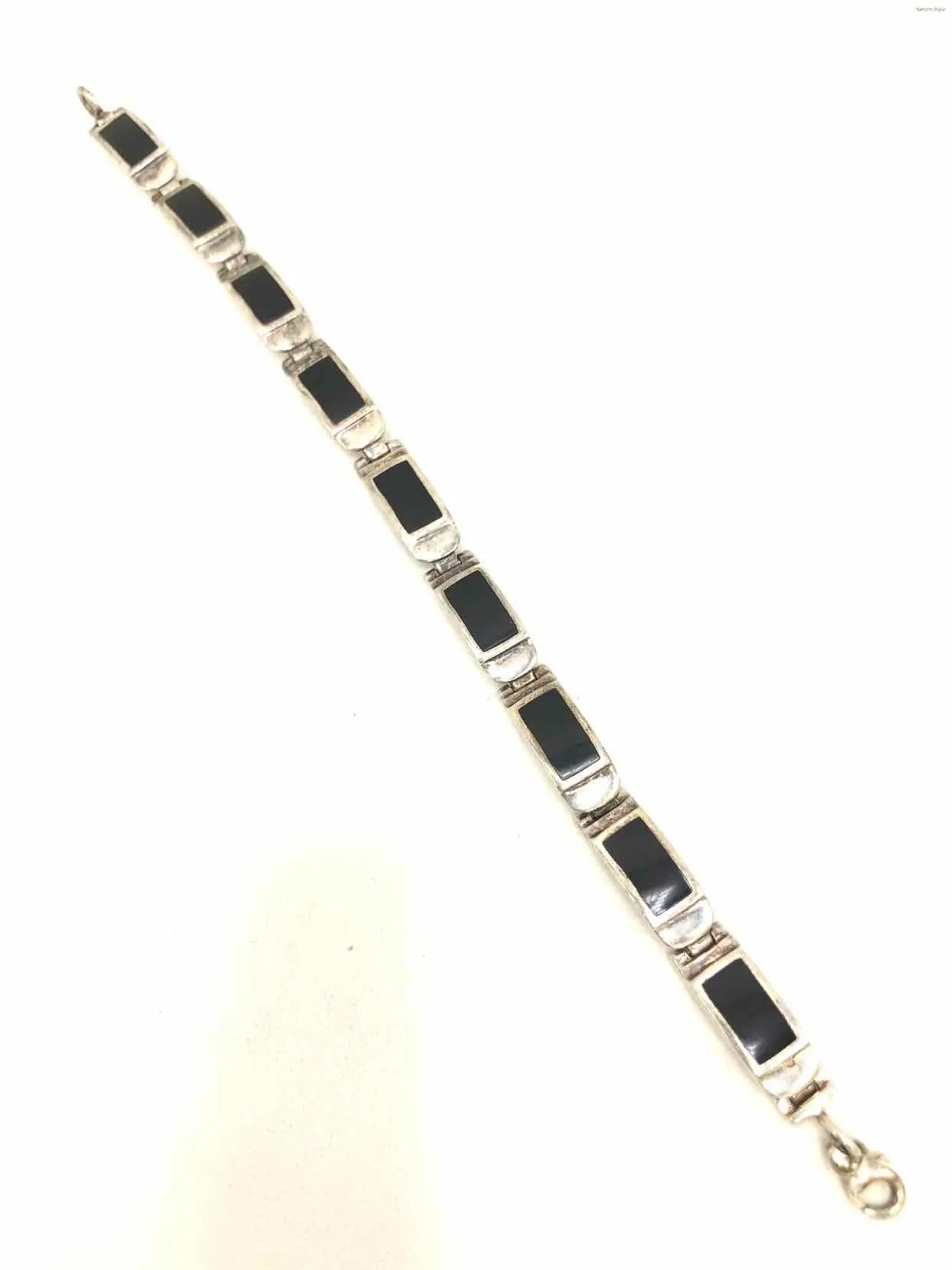 Black Sterling Silver Rectangle ss Bracelet