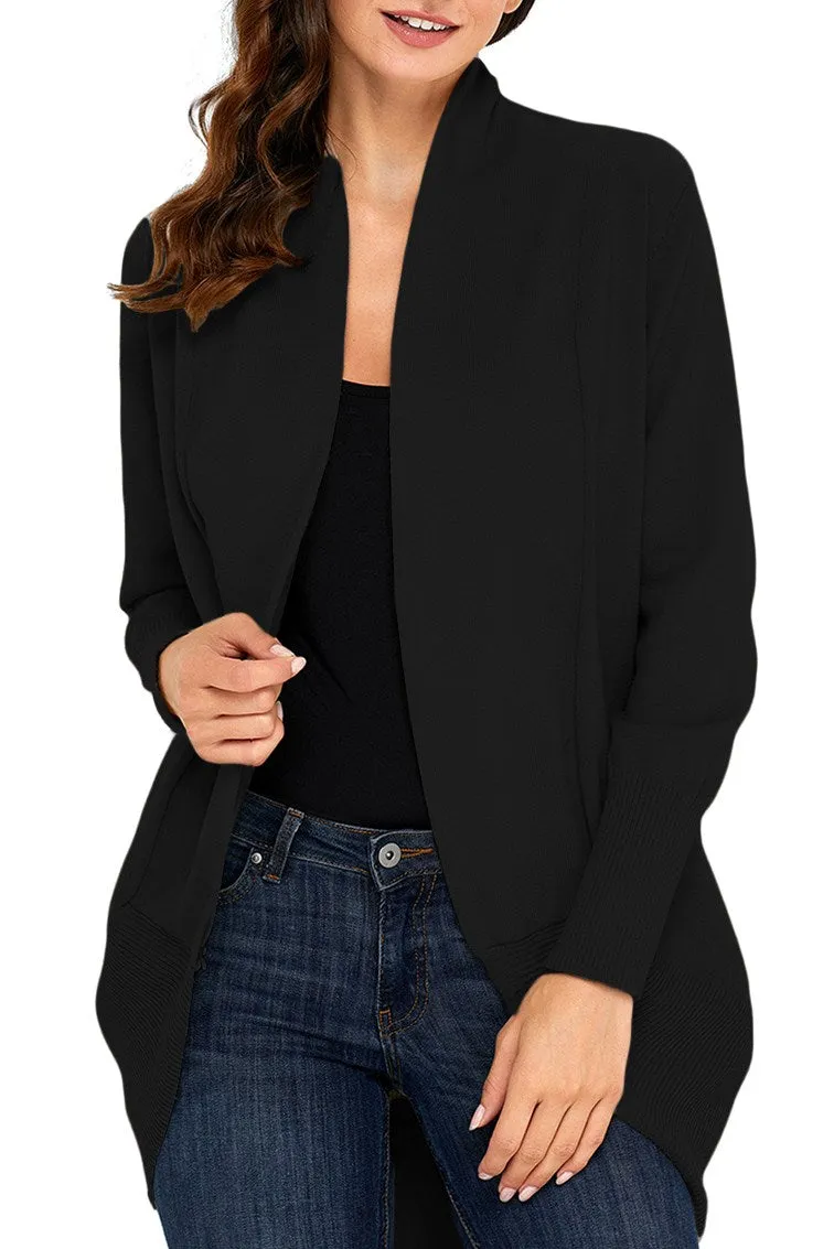 Black Super Soft Long Sleeve Open Cardigan