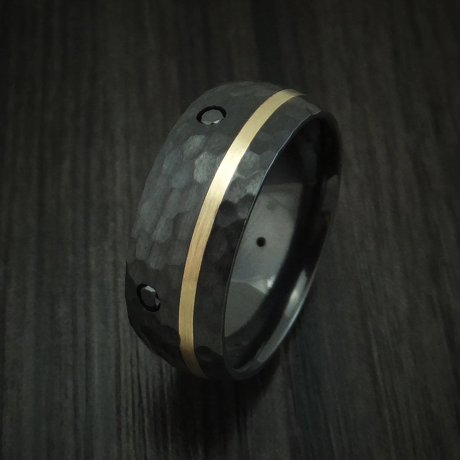 Black Titanium and Gold Men's Ring with Black Diamonds Custom Made