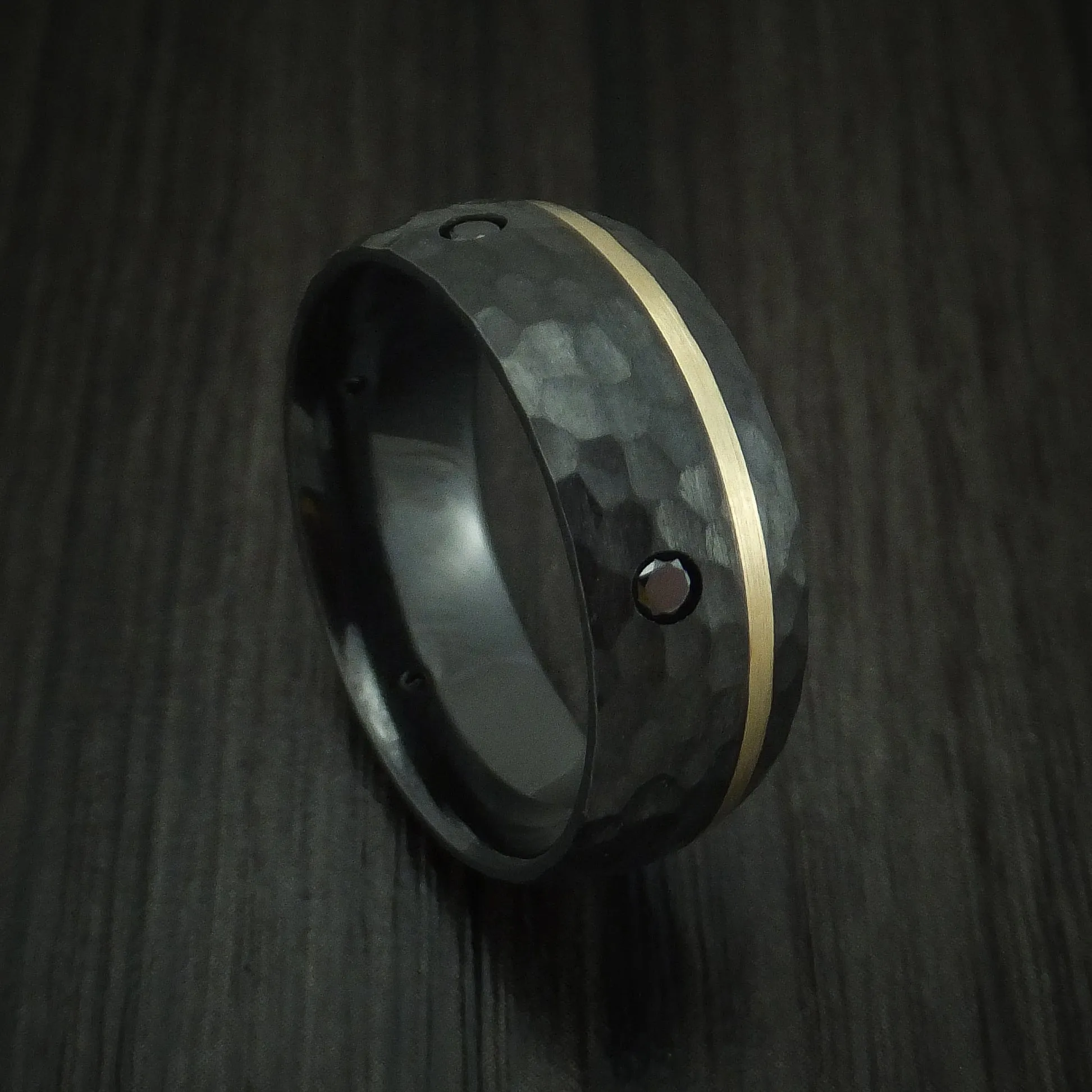 Black Titanium and Gold Men's Ring with Black Diamonds Custom Made