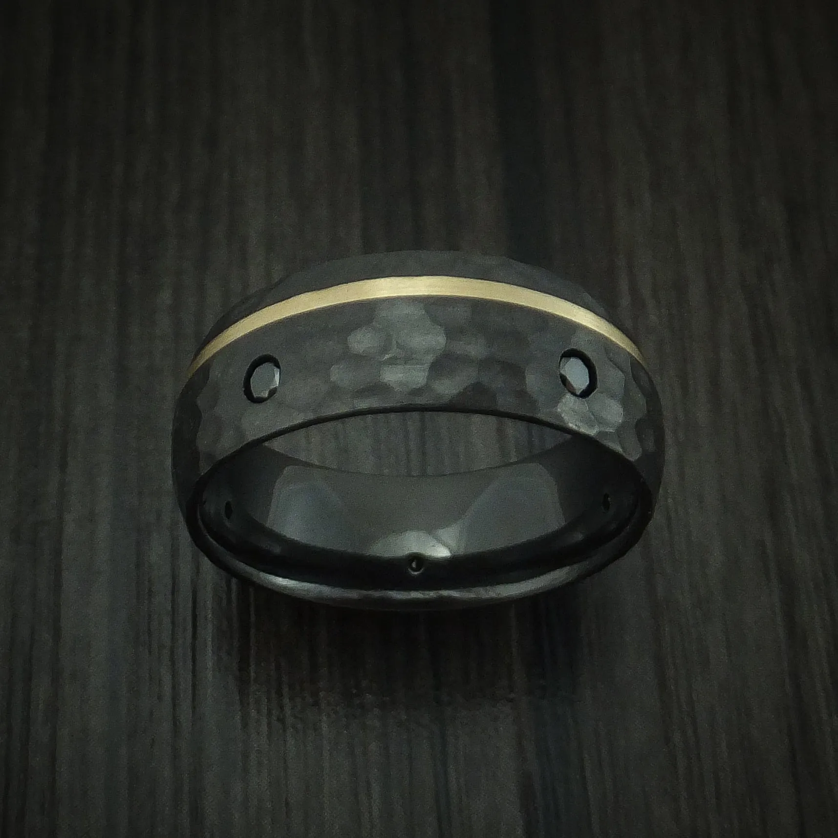 Black Titanium and Gold Men's Ring with Black Diamonds Custom Made