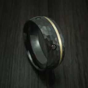 Black Titanium and Gold Men's Ring with Black Diamonds Custom Made