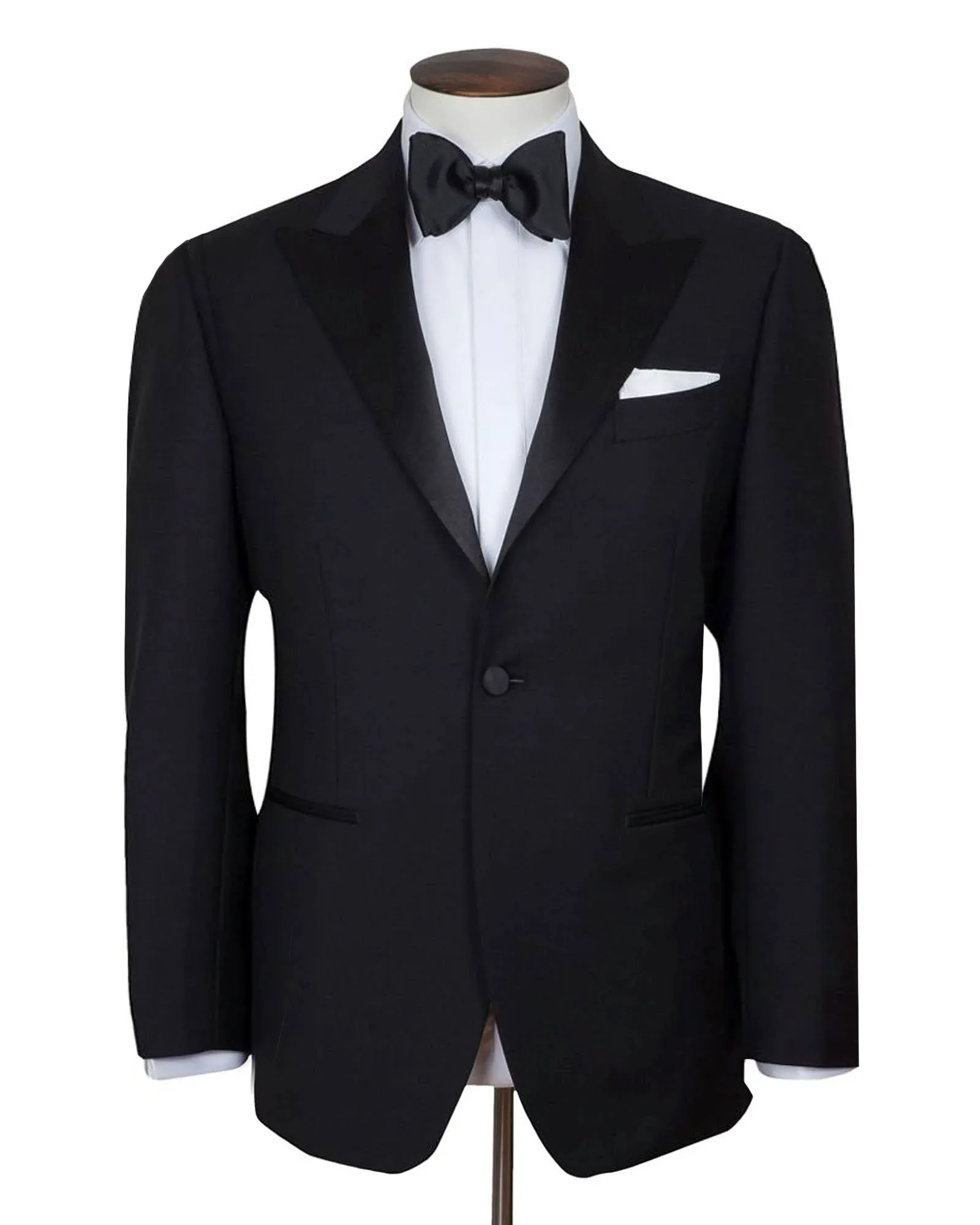 Black Wool and Mohair Peak Lapel Tuxedo