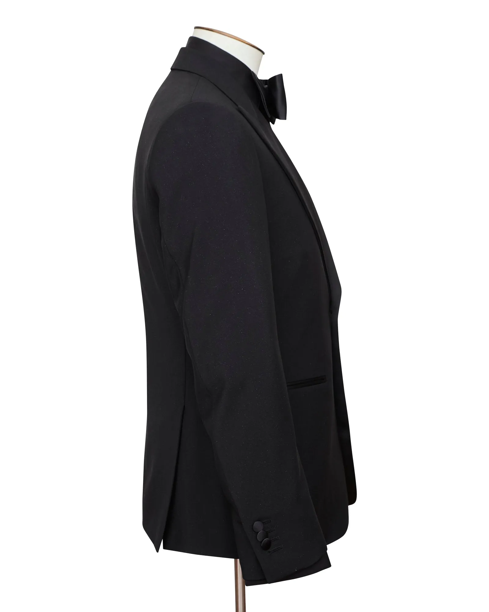 Black Wool and Mohair Peak Lapel Tuxedo