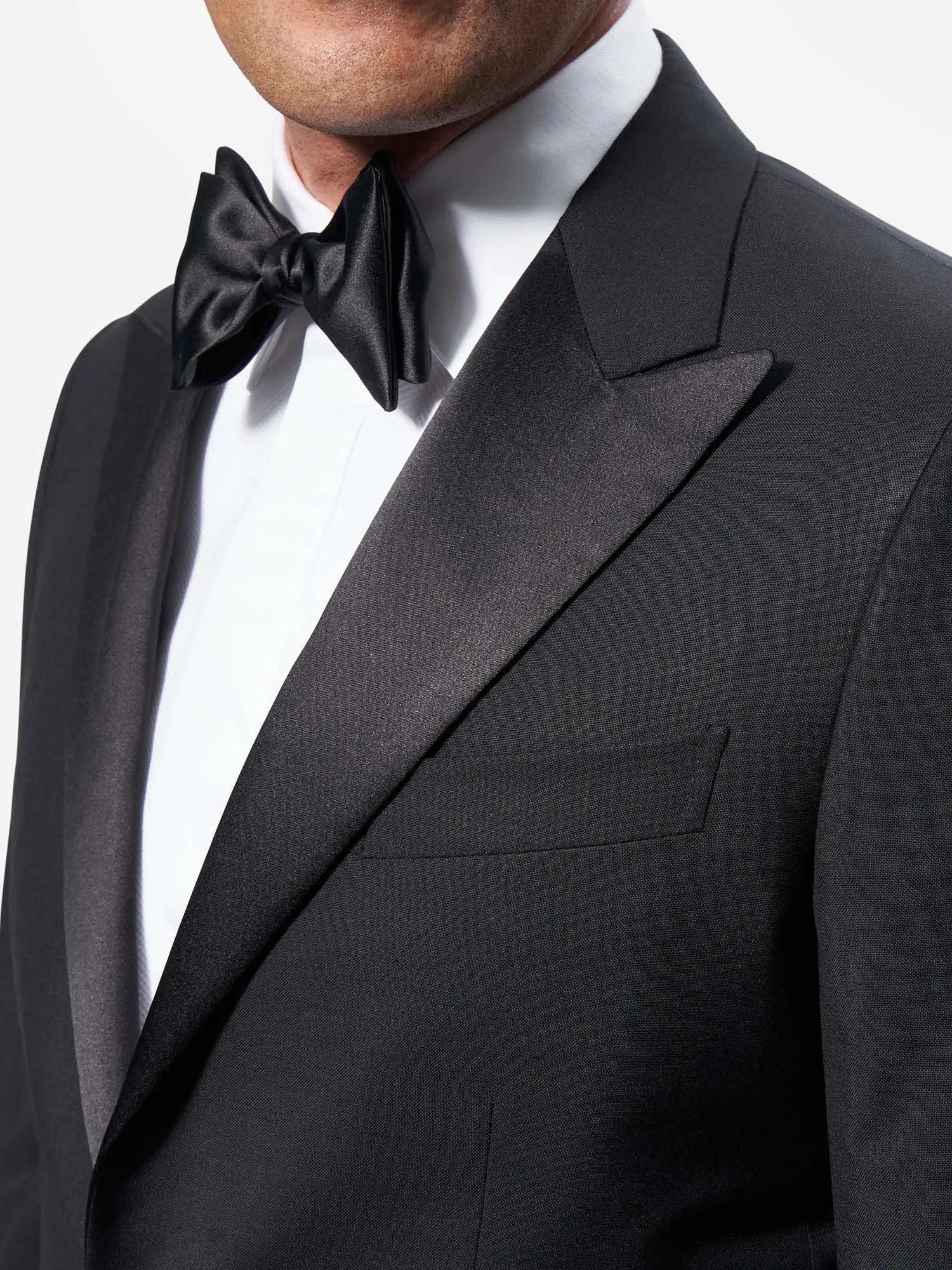 Black Wool and Mohair Peak Lapel Tuxedo