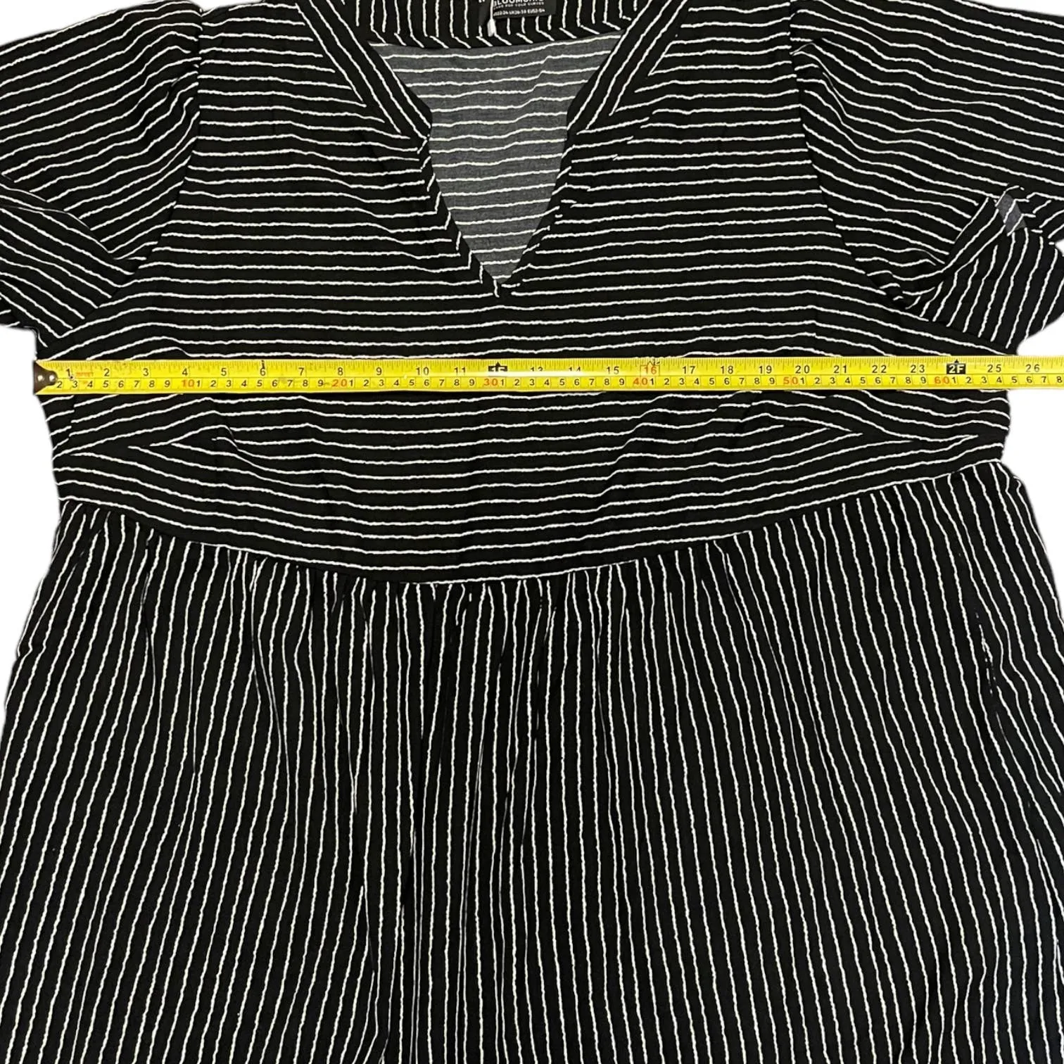 Bloomchic Black White Striped V Neck Midi Dress Size 22/24