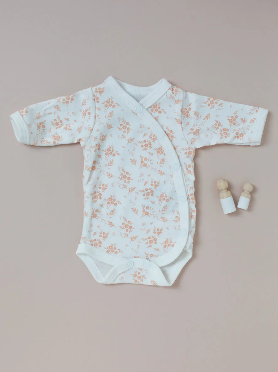 Bodysuit, Apricot Floral, Premium 100% Organic Cotton