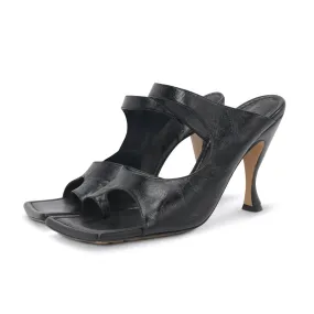 Bottega Veneta Black Lambskin Crunch Lux Sandals 40