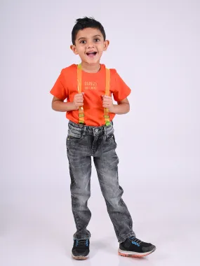 Boys Slim Fit Jeans With Suspender