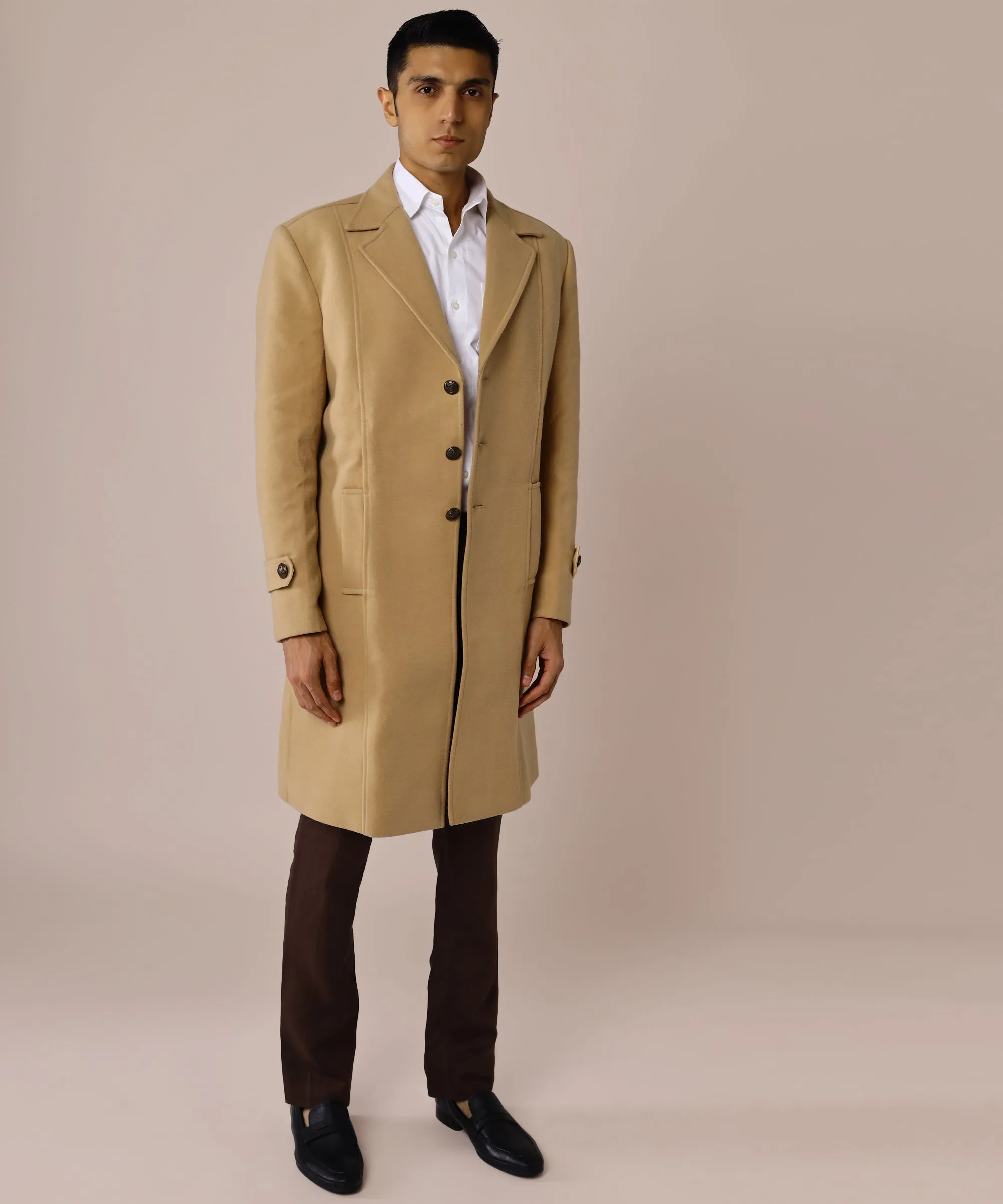 Camel Balmacaan Coat