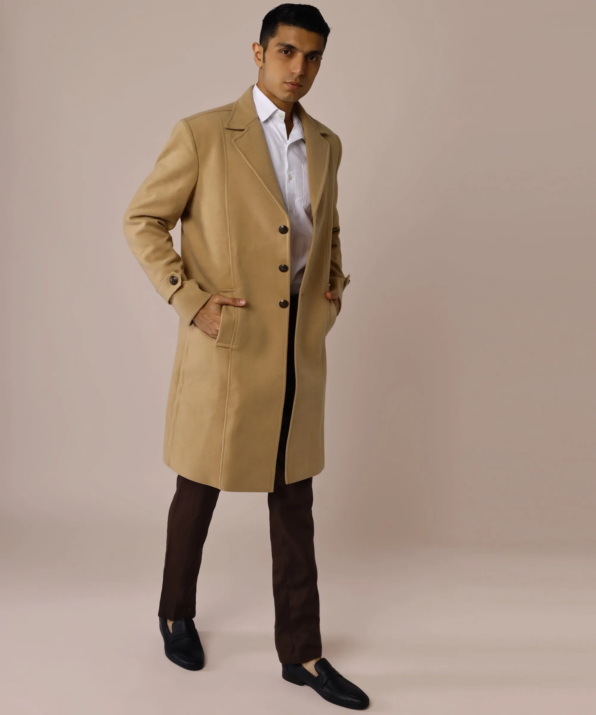 Camel Balmacaan Coat