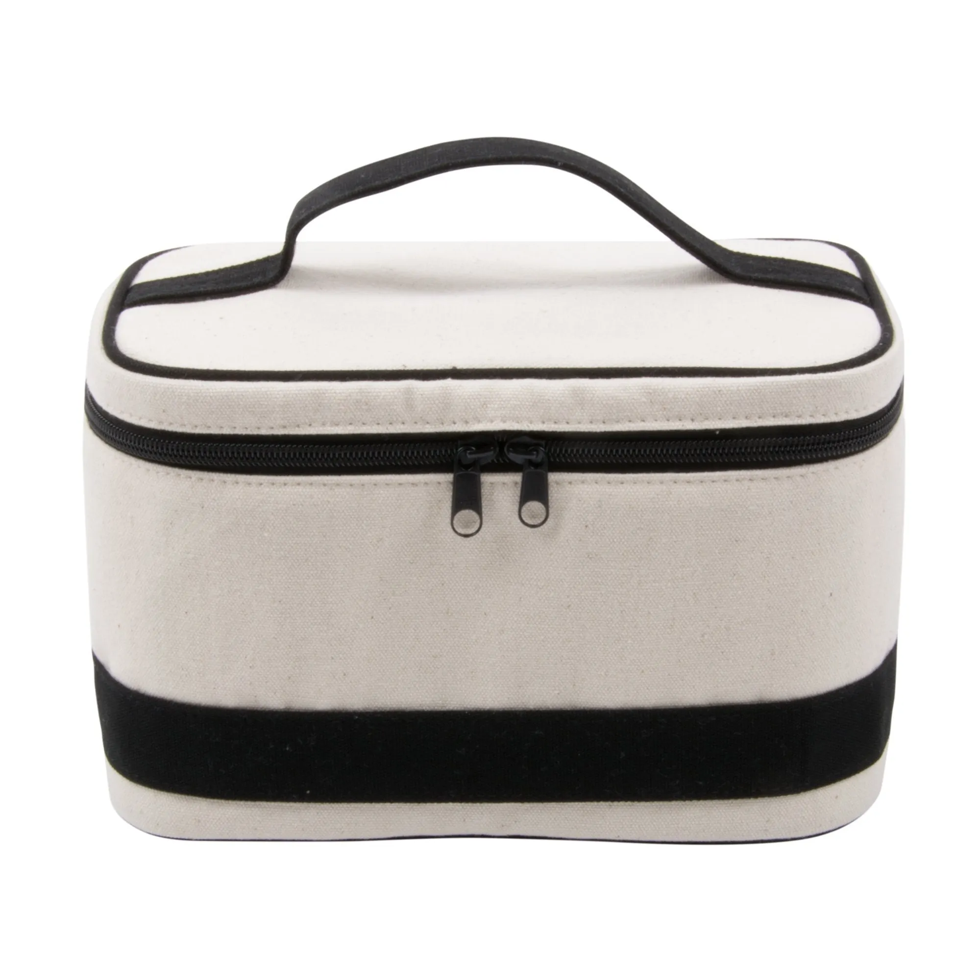 Canvas Train Case Cosmetic Bag