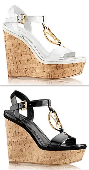 'Carioca' Wedge Sandals, White or Black