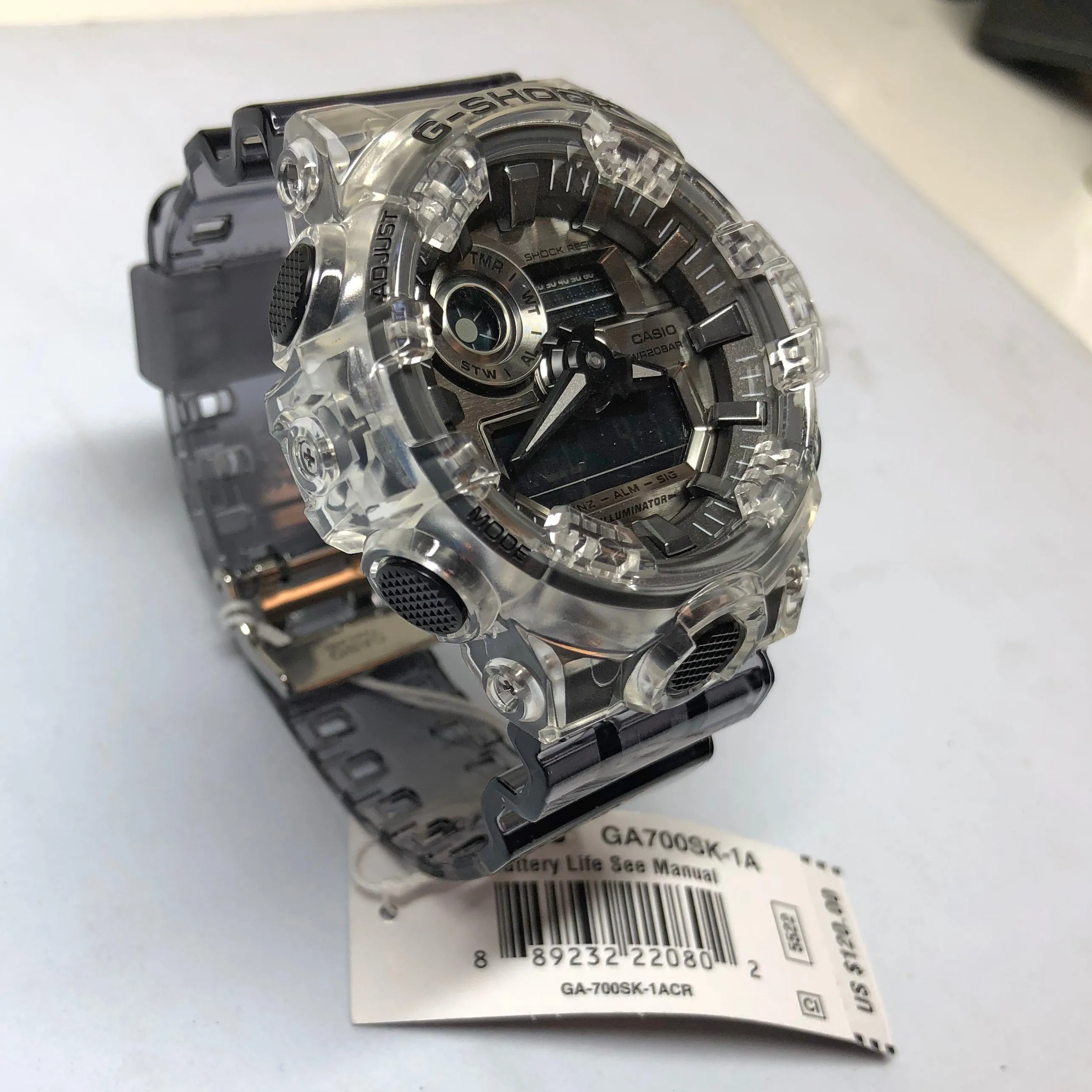 CASIO G-SHOCK GA-700SK-1A Clear Silver Metallic Skeleton Watch GA700SK