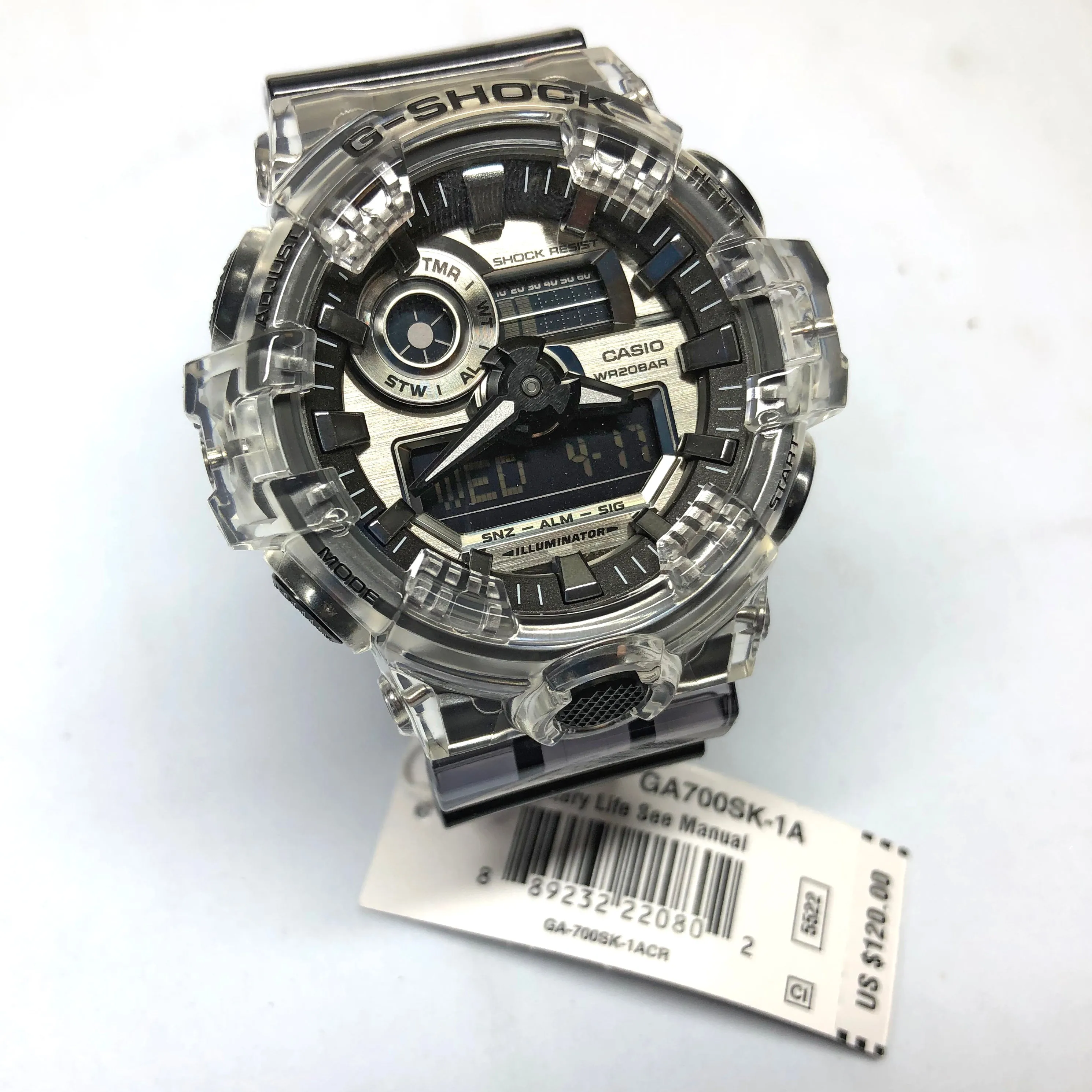 CASIO G-SHOCK GA-700SK-1A Clear Silver Metallic Skeleton Watch GA700SK