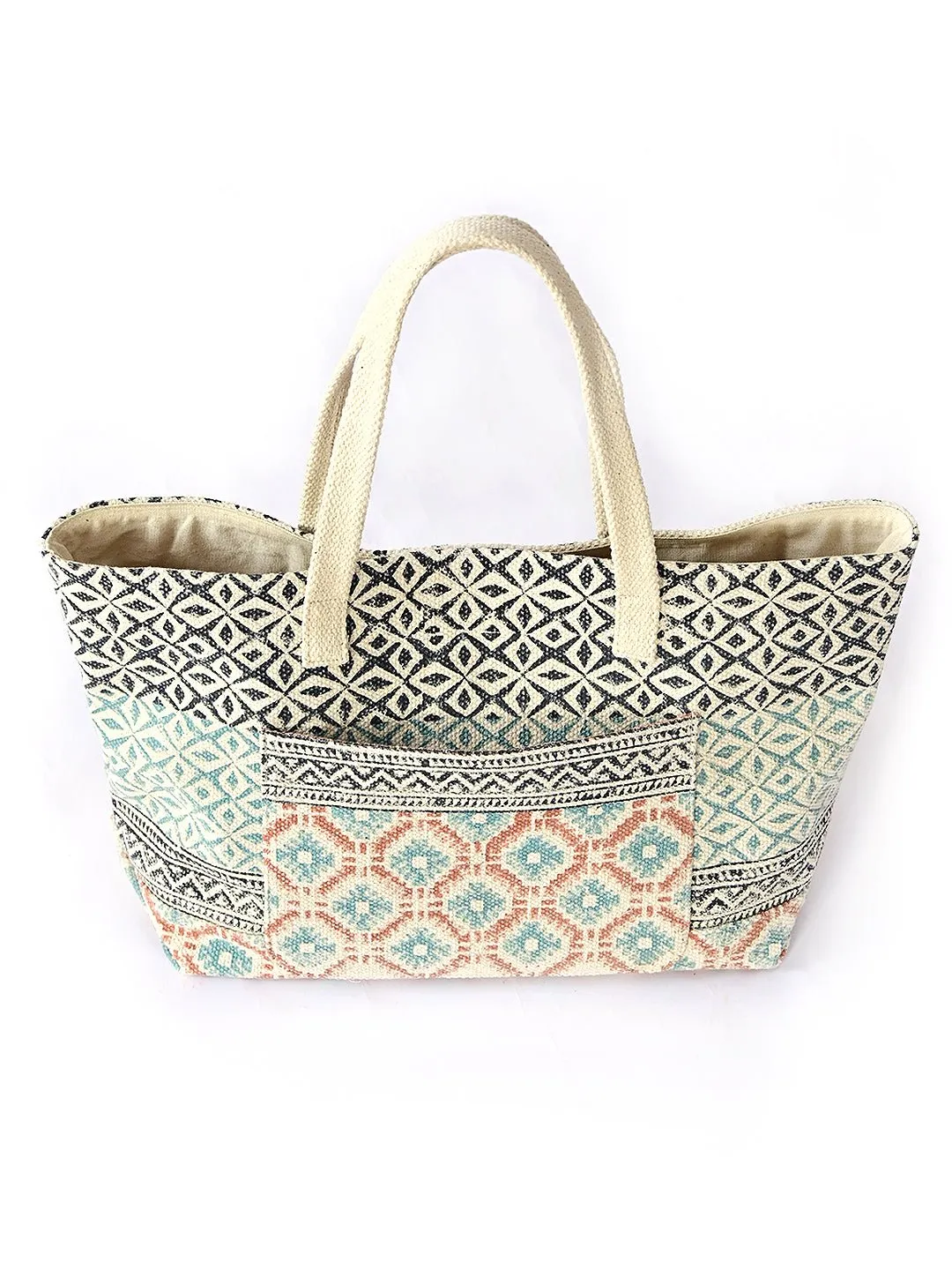 CASSIA - HAND BLOCK COTTON PRINTED TOTE BAG