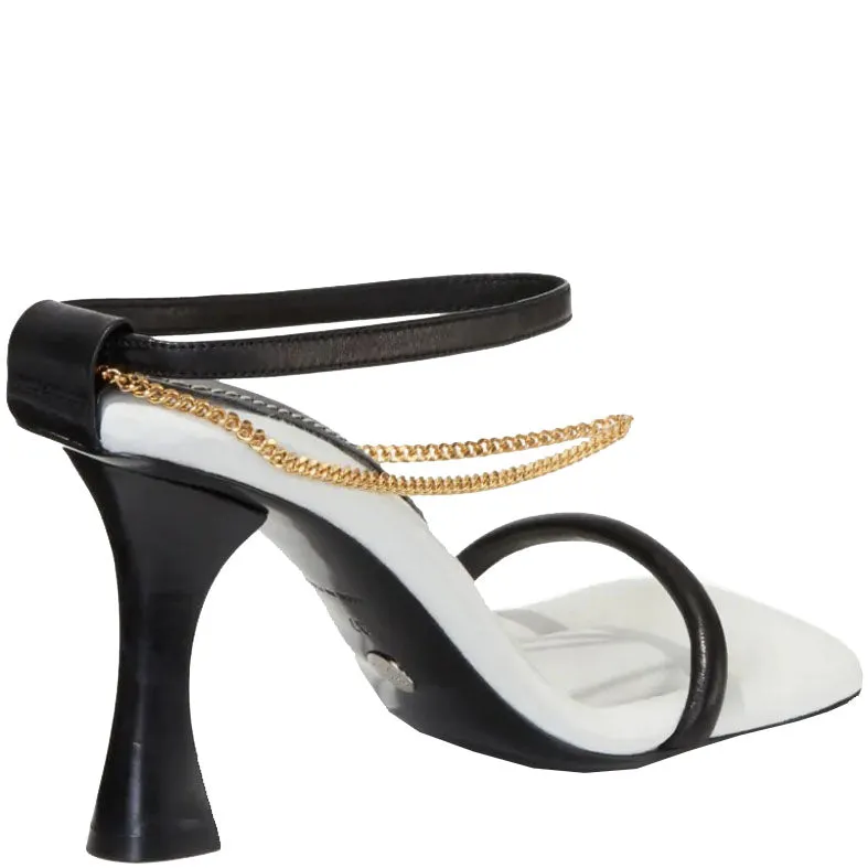 Chained Sandal 90, Black/White