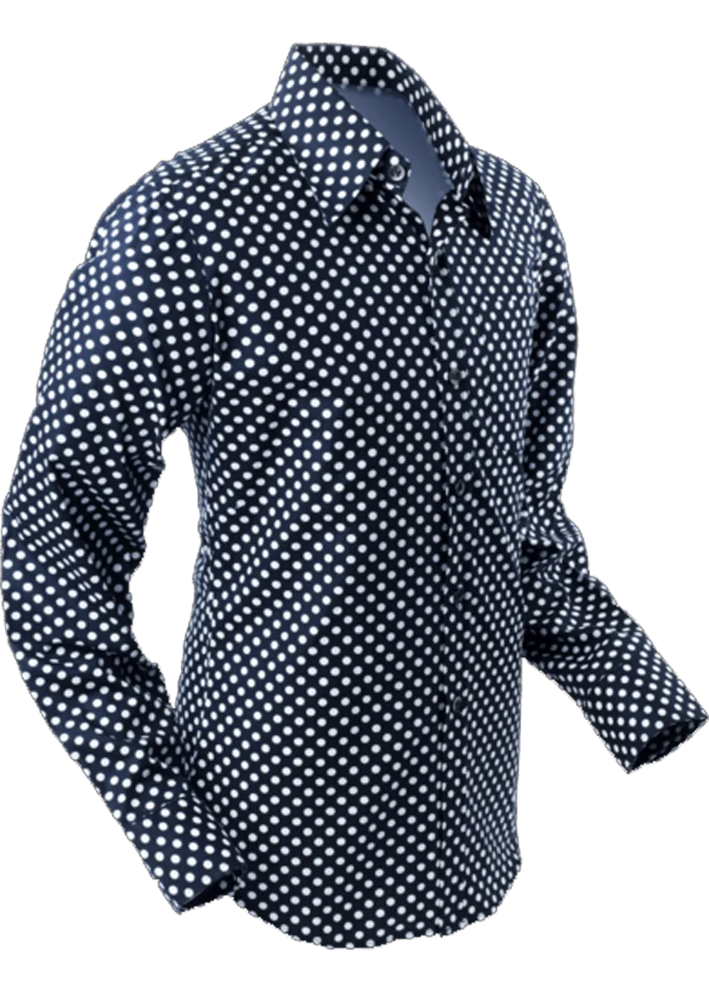 Chenaski Men's Polkadots 70's Shirt Black White