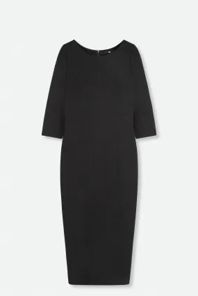 CLARE 3/4 SLEEVE WIDE NECK DRESS IN PONTE KNIT