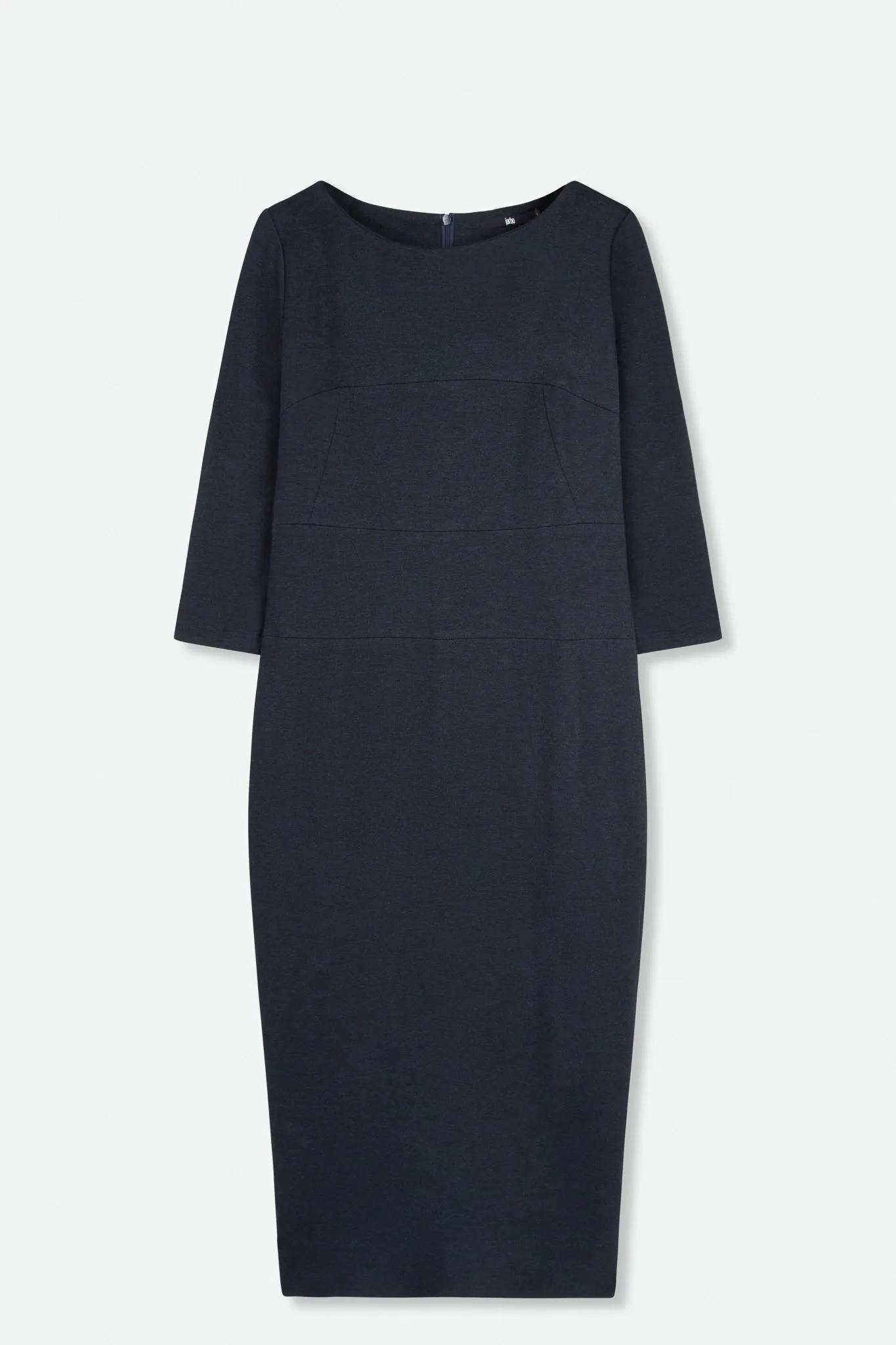 CLARE 3/4 SLEEVE WIDE NECK DRESS IN PONTE KNIT