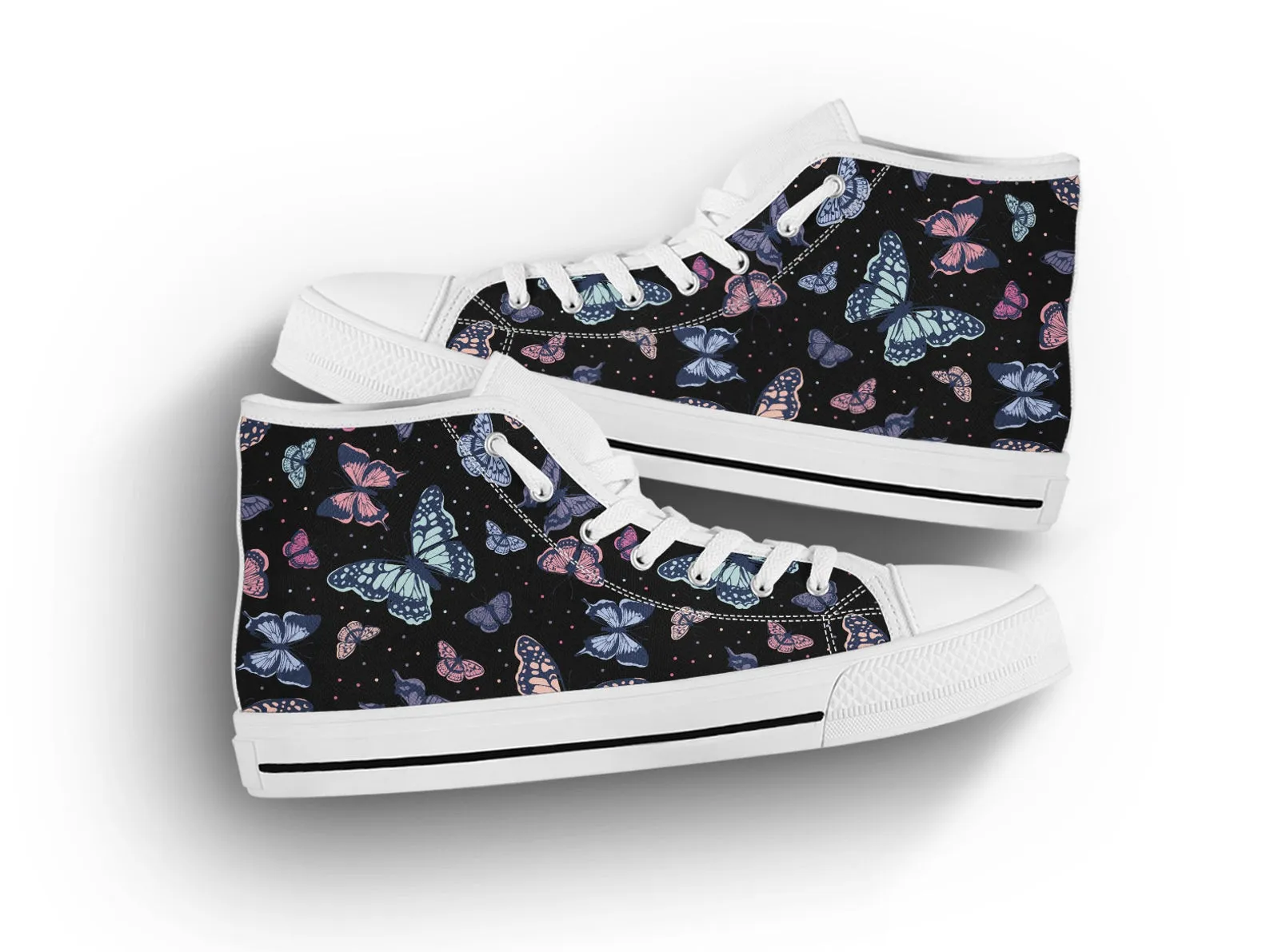 Cool Butterfly Shoes Butterfly Sneakers Cute Shoes Butterfly Lover Gifts Custom High Top Converse Style Sneakers For Adults Women & Men