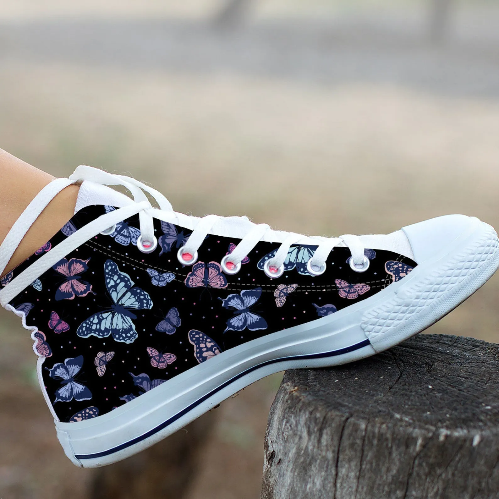 Cool Butterfly Shoes Butterfly Sneakers Cute Shoes Butterfly Lover Gifts Custom High Top Converse Style Sneakers For Adults Women & Men