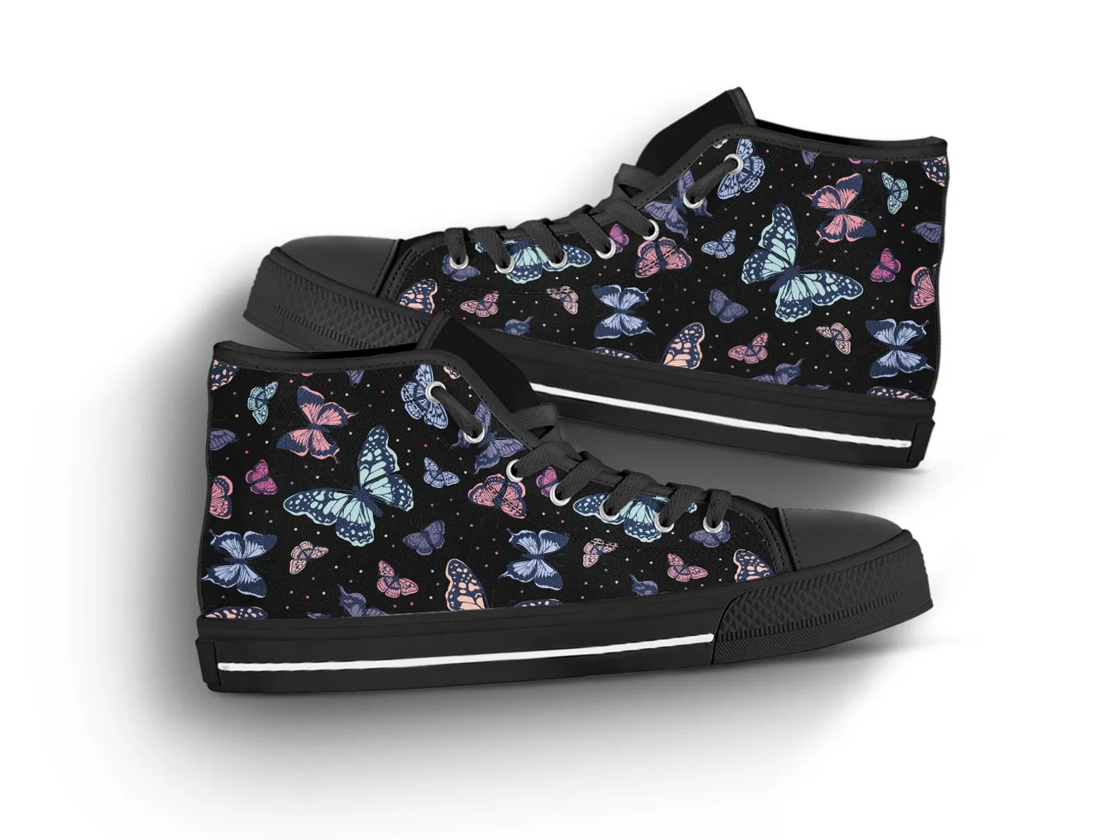 Cool Butterfly Shoes Butterfly Sneakers Cute Shoes Butterfly Lover Gifts Custom High Top Converse Style Sneakers For Adults Women & Men