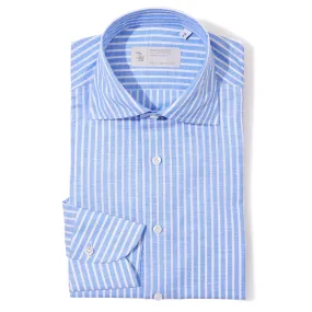 Cotton/Linen Stripe Spread Collar Shirt