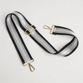 Crossbody Strap - Silver and Black Stripe (Gold Hardware)