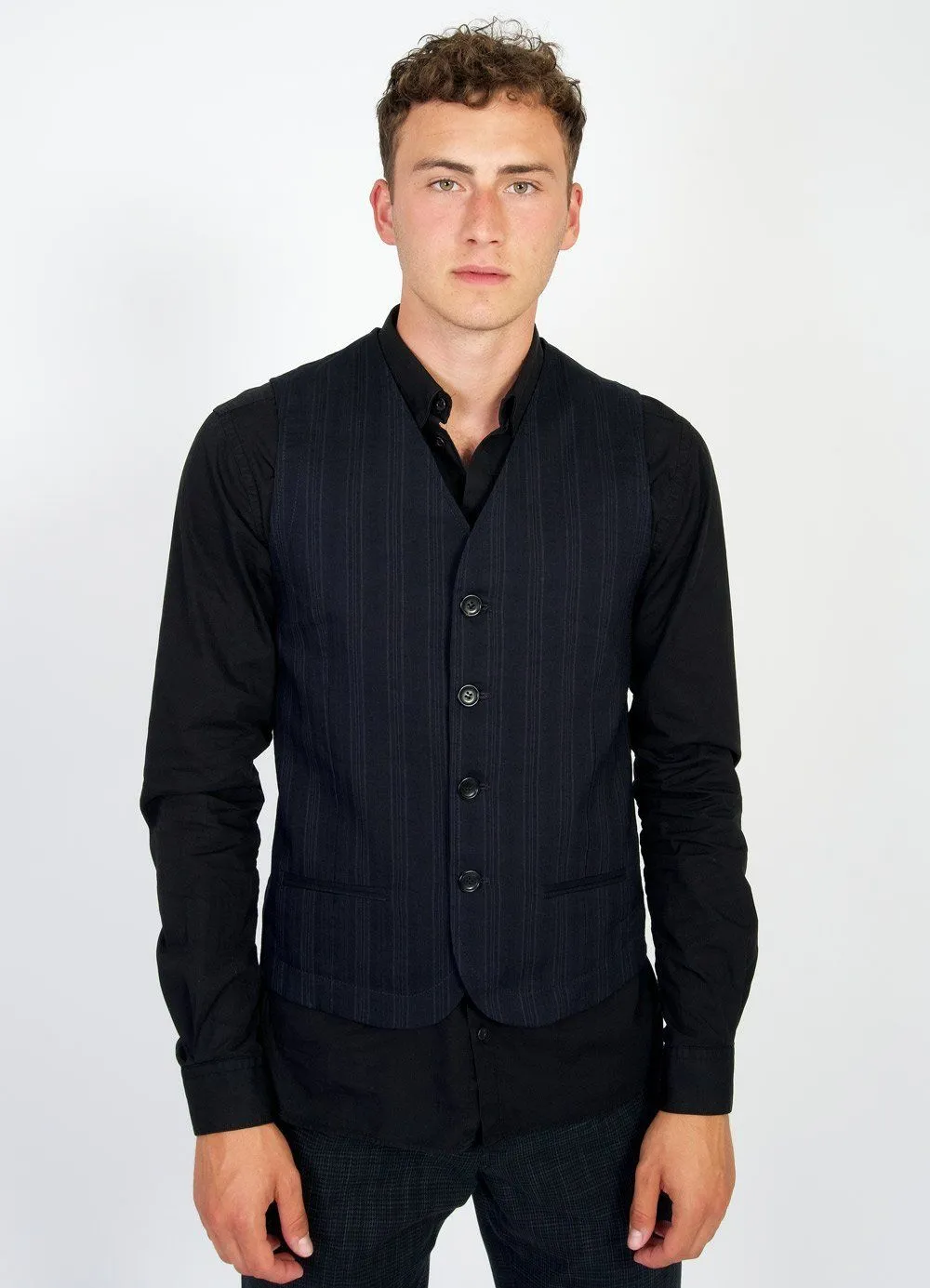 DANIEL | 4-Button Waistcoat | Black Stripe