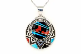 David Rosales Fancy Aztec-Styled Red Moon Pendant